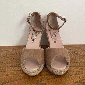 Gaimo Beige/Tan Suede Platform Wedge Espadrilles